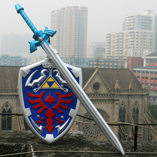 小道具塞尔达传奇林克剑仿真兵器模型儿童玩具刀天空大师剑盾牌 - 图1