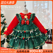 Heavy Work Girl Loretta Princess Dresses Autumn Winter Children Foreign Air New Year Clothing Little Girl With velvet Christmas Liondress