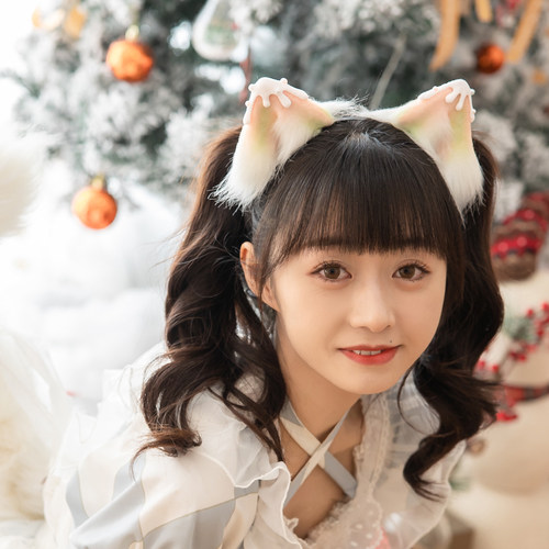 三尾树lolita原创兽耳手作配饰头饰kc猫耳樱花抹茶奶盖可爱耳朵 - 图0