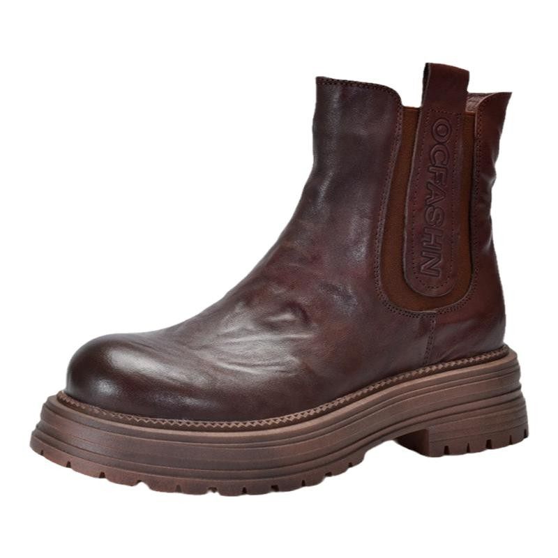 小婉轻奢高品质头层牛皮短靴女秋冬时尚简约休闲气质中跟切尔西靴,淘宝优惠券,粉丝福利购,淘宝优惠卷