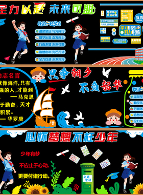 励志奋斗梦想主题黑板报装饰墙贴