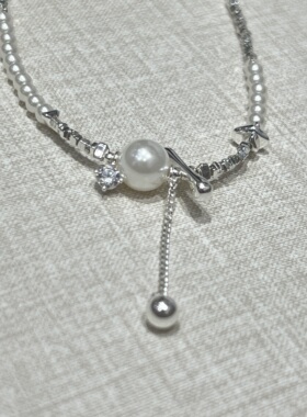 法式复古高级感碎银子珍珠项链冷淡风简约通勤气质百搭锁骨链颈链