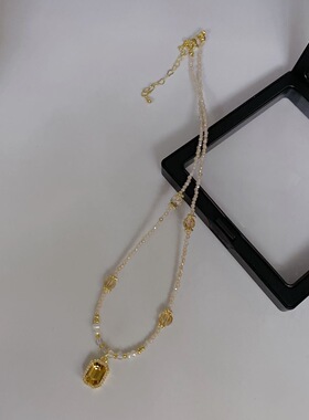 2026新款法式复古天然石串珠项链精致轻奢小众独特彩色锁骨颈链