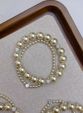 法式通勤洋气个性珍珠锆石手链精致小众叠戴轻奢高级气质百搭手串