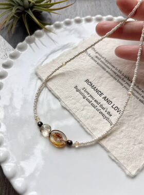 法式复古极简风串珠项链精致小众设计感高级轻奢百搭锁骨链新中式