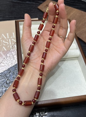 复古气质小众红玛瑙串珠高级感项链夸张轻奢甜美红色本命年锁骨链