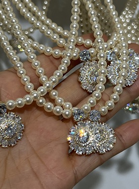 法式复古高级感锆石珍珠项链精致通勤时尚个性轻奢百搭锁骨链颈链