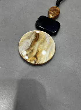 欧美夸张复古几何型圆环树脂长款毛衣项链个性黑色皮绳网红锁骨链