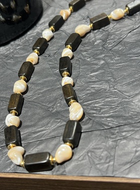 2026新款老钱风天然贝壳原木竹节串珠项链小众个性洋气复古锁骨链