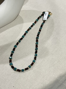 老钱风高级轻奢天然石串珠项链法式复古简约小众气质百搭锁骨链潮