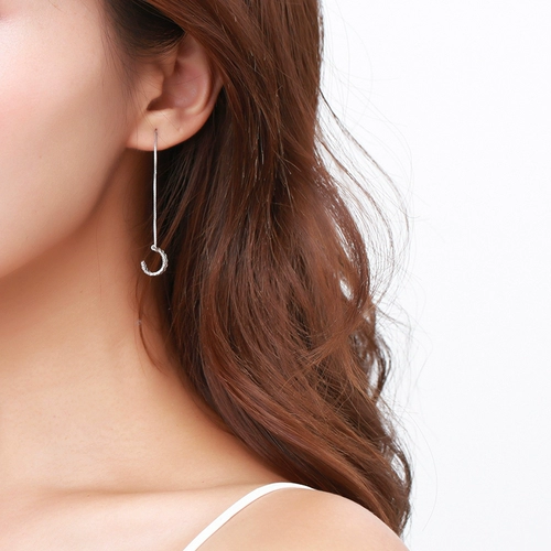 s925纯银编织耳线女简约个性气质长款流苏民族风耳坠显脸瘦耳饰