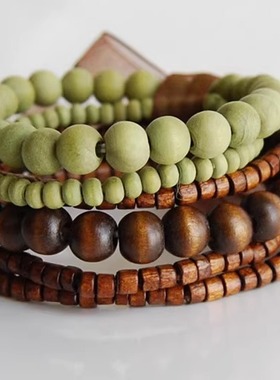 手链多层套装木质木制民族风素雅
