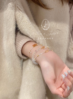 夏日微风黄水晶手链银原创