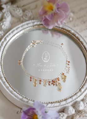 夏日微风*橘子汽水。氧气感黄水晶手链项链耳坠夹钩包金小众气质