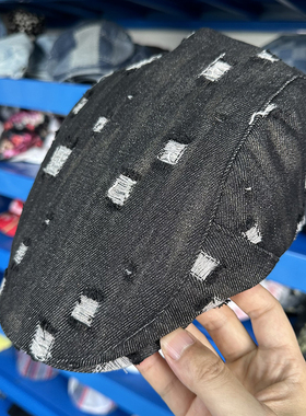 牛仔复古水洗做旧贝雷帽女夏季薄款小众百搭反戴鸭舌前进帽子潮