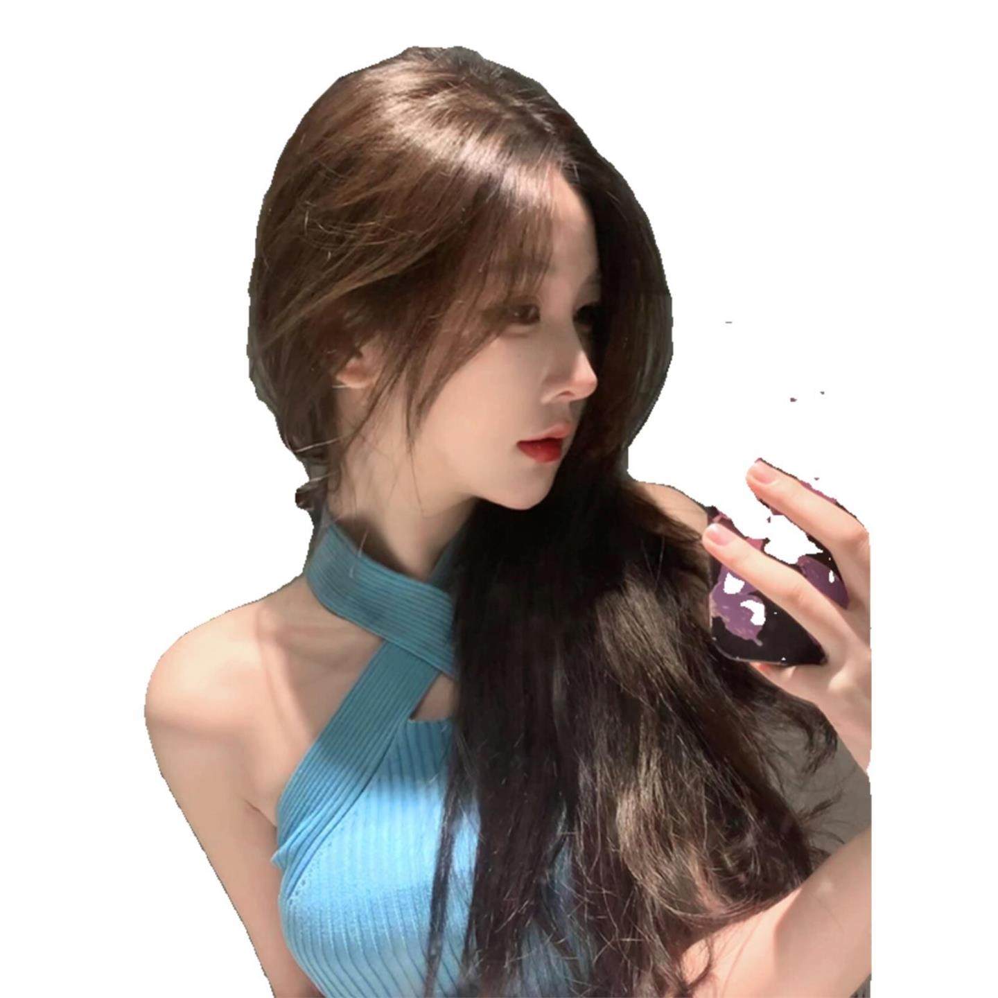 51STUDIO自制 交叉挂脖吊带背心女内搭设计感秋性感露肩蓝色上衣,淘宝优惠券,粉丝福利购,淘宝优惠卷