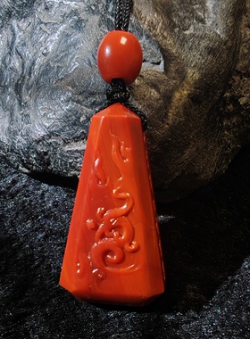 四川瓦西南红原矿满肉满色棉子红精雕凤凰六字真言裸石41-22-15mm