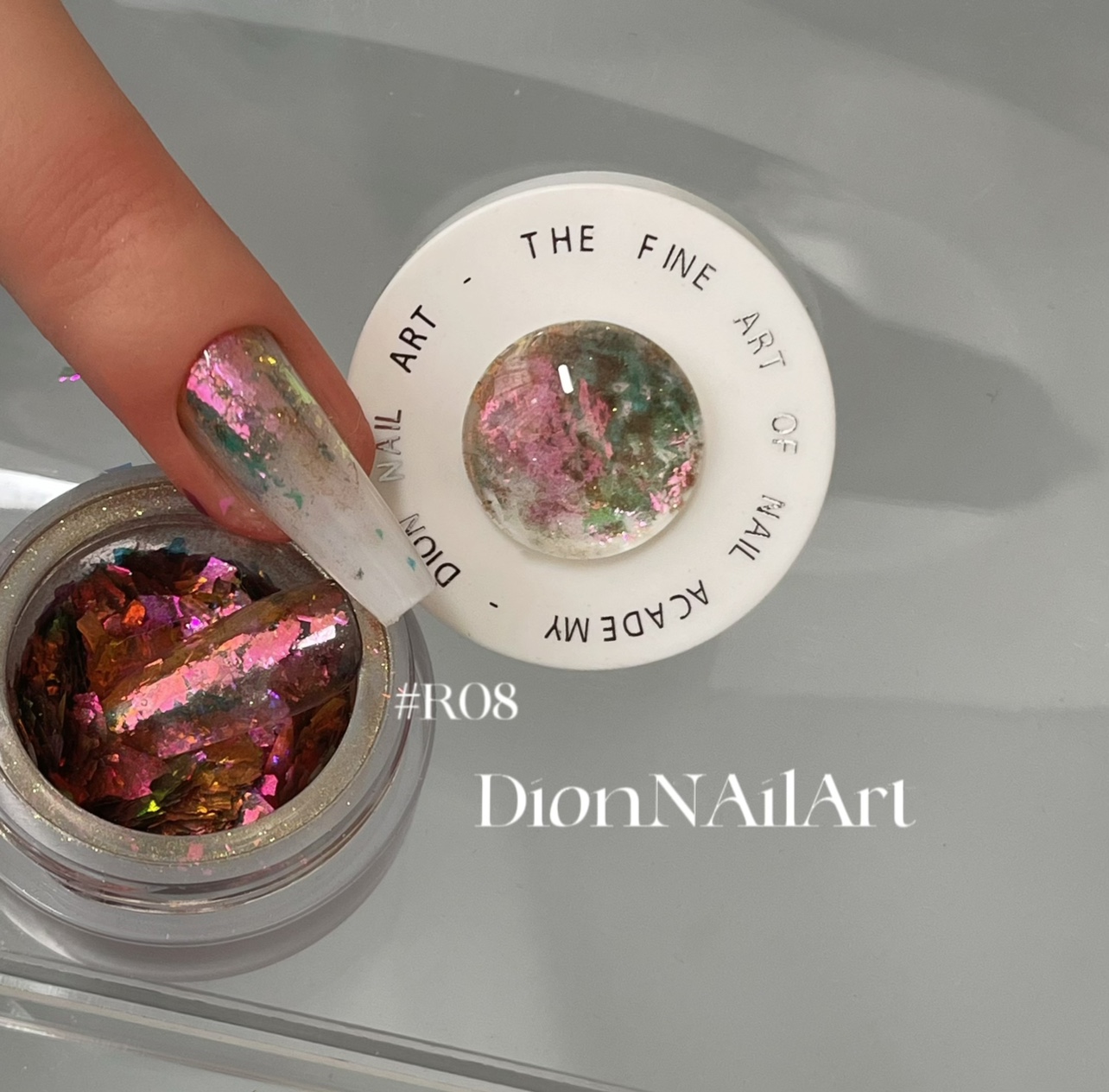 DionNAilArt金箔云锦粉大闪片款式叠加渐变效果R01-R10-图3