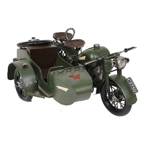 长江750铁皮侉子三轮摩托车模型 家居摆件 铁艺礼物军车 - 图3