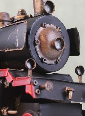 美式风铁皮蒸汽机家居摆件火车头