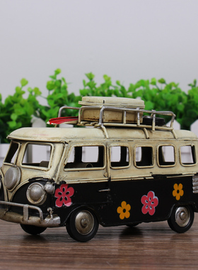 复古巴士模型创意工艺品装饰摆件