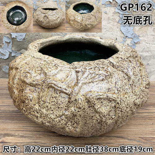 手工陶艺一物一拍粗陶花盆复古陶瓷陶罐创意摆件无孔水培盆土陶盆 - 图3