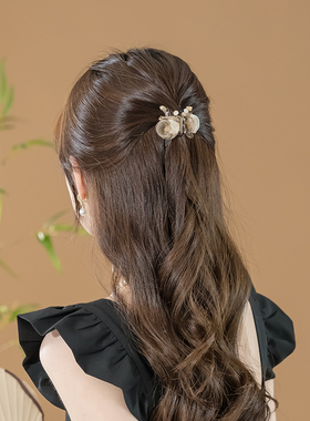 奇美拉抓夹女花朵高级感盘发发抓