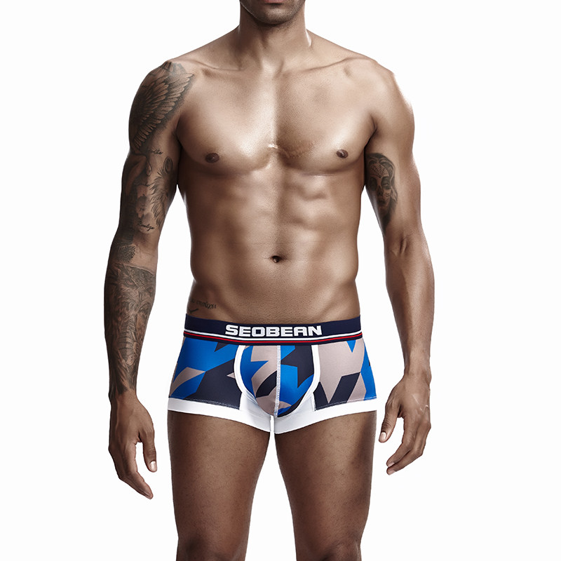 4色SEOBEAN/希宾新品男士内衣 平角内裤 立体剪裁 千鸟格印花