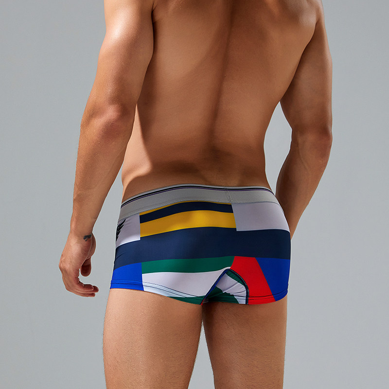 实拍4色SEOBEAN/希宾男士内衣印花透气平角内裤学生四角清爽裤头