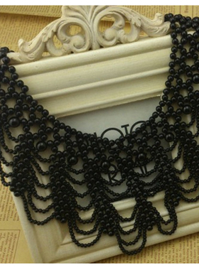 花瓣女假衣领装饰镂空珍珠项链