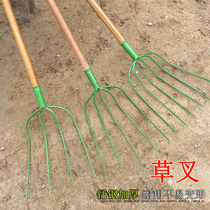 Steel Fork Plus Coarse Solid Large Steel Fork Round Teeth Grass Fork Three Strands Fork Four Teeth Fork Grass With Five Teeth Iron Fork Lawn Fork