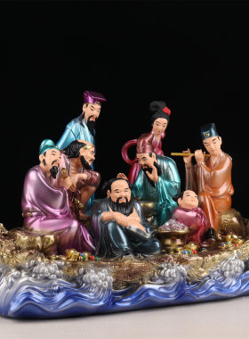 高端八仙过海神像树脂龙船吕洞宾铁拐李佛像工艺品家居客厅吉祥摆
