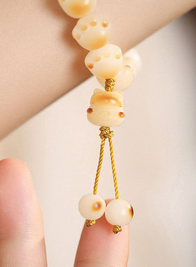 炭烤猫抓菩提手链白玉菩提手串 成都大慈寺猫抓手串同款手围15cm