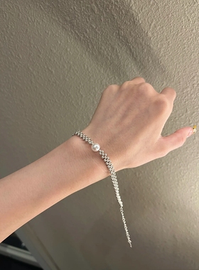 925纯银贝母珍珠手链手串编织串珠