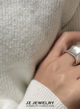 JZ925纯银冷淡风素圈开口戒指
