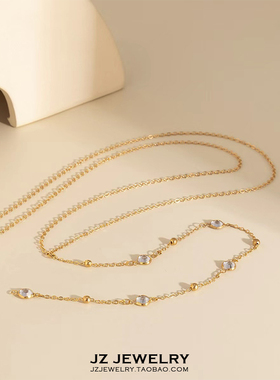 JZ欧美高级冷淡风深v身体链 比基尼细链Y型水钻流苏叠戴长项链女
