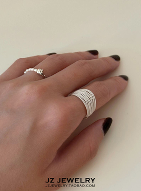JZ纯银简约多层开口戒指
