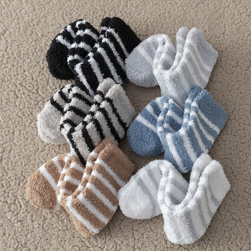 冬季珊瑚绒睡眠地板袜子暖脚居家男加厚保暖防寒中筒条纹中老年祙,淘宝优惠券,粉丝福利购,淘宝优惠卷