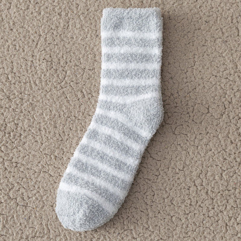 冬季珊瑚绒睡眠地板袜子暖脚居家男加厚保暖防寒中筒条纹中老年祙,淘宝优惠券,粉丝福利购,淘宝优惠卷