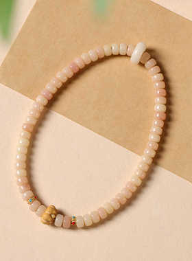 正品冷门佛珠手链冰透粉白玉