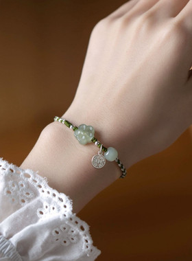 和田玉梅花编织手链中国风复古