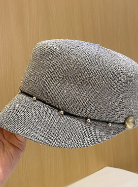夏季亮片透气马术帽女复古时尚