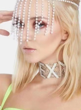 love欧美镶钻字母夸张项链