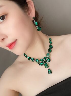 亚马逊电商欧美水晶短水滴短项链