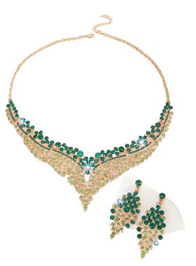 合金水钻新娘婚礼项链耳环