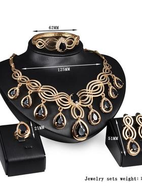 红宝石项链耳环套装女晚宴礼服