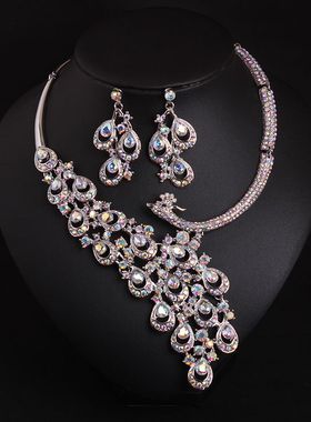 欧美大牌奢华满钻宝石晚宴项链