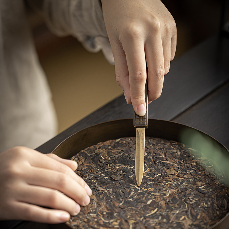 手工黄铜茶刀茶针普洱茶白茶饼开茶刀复古家用撬茶工具茶锥零配件 - 图2