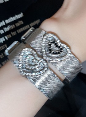 银色钛钢宽表带手镯手链