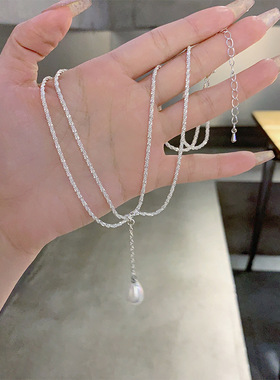 纯欲风波光粼粼双层吊坠项链女